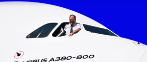 James Nixon leans out of Airbus A380 cockpit